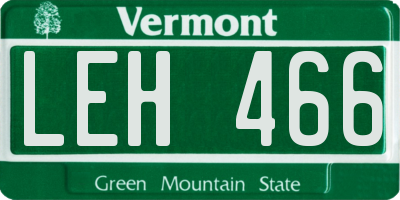 VT license plate LEH466