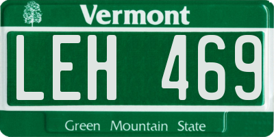 VT license plate LEH469