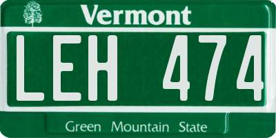 VT license plate LEH474