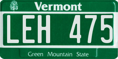 VT license plate LEH475