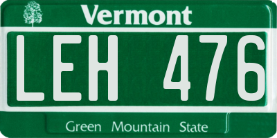 VT license plate LEH476