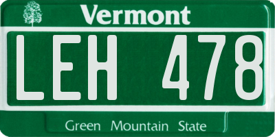 VT license plate LEH478