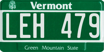 VT license plate LEH479