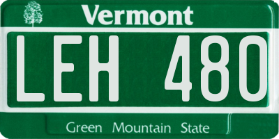 VT license plate LEH480