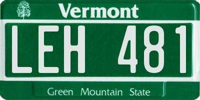 VT license plate LEH481
