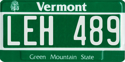 VT license plate LEH489