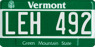 VT license plate LEH492