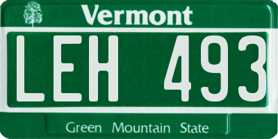 VT license plate LEH493