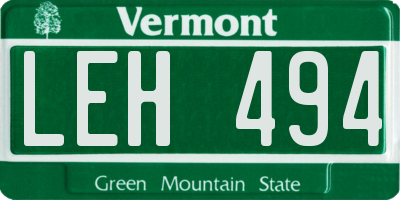 VT license plate LEH494