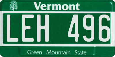 VT license plate LEH496