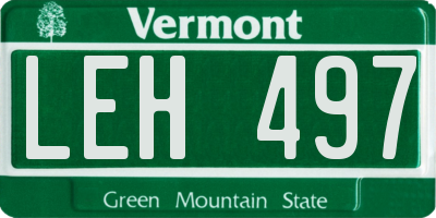 VT license plate LEH497
