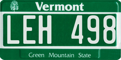 VT license plate LEH498