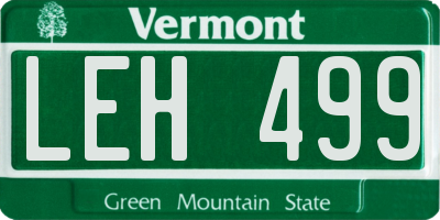 VT license plate LEH499