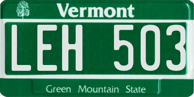 VT license plate LEH503