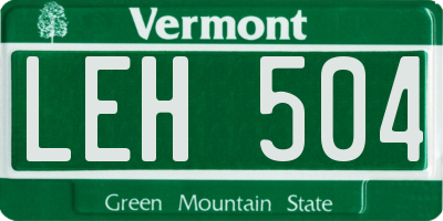VT license plate LEH504