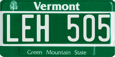 VT license plate LEH505