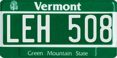 VT license plate LEH508