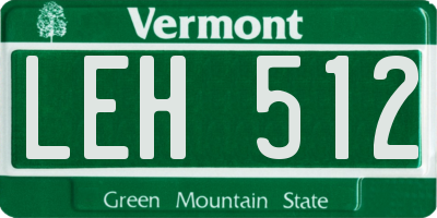 VT license plate LEH512