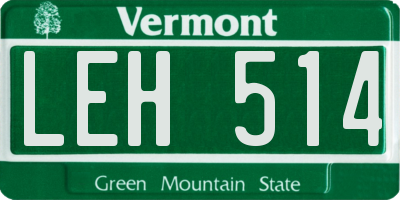 VT license plate LEH514