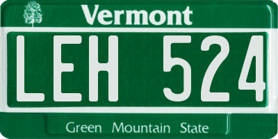 VT license plate LEH524