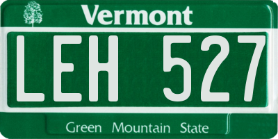 VT license plate LEH527