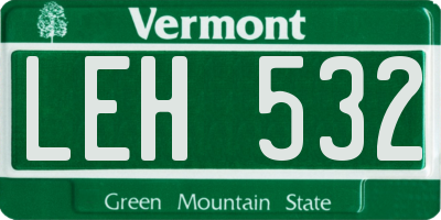 VT license plate LEH532