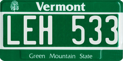 VT license plate LEH533
