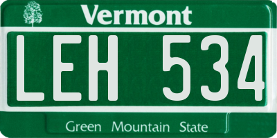 VT license plate LEH534