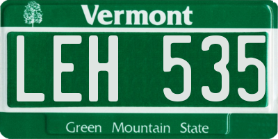 VT license plate LEH535