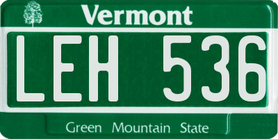 VT license plate LEH536