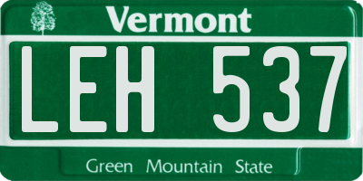 VT license plate LEH537
