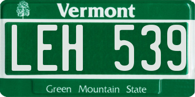 VT license plate LEH539