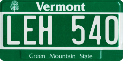 VT license plate LEH540