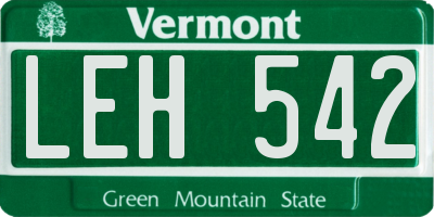 VT license plate LEH542