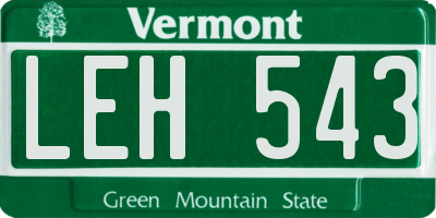 VT license plate LEH543
