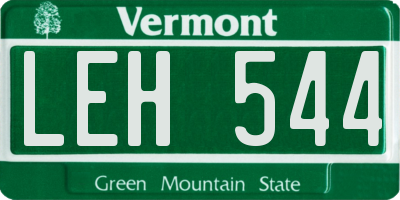 VT license plate LEH544
