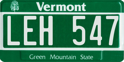 VT license plate LEH547