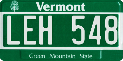 VT license plate LEH548
