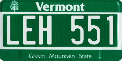 VT license plate LEH551
