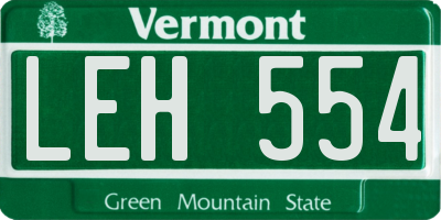 VT license plate LEH554