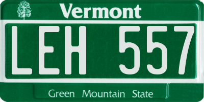 VT license plate LEH557