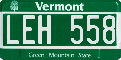 VT license plate LEH558