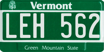 VT license plate LEH562