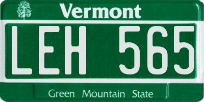 VT license plate LEH565