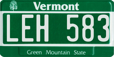 VT license plate LEH583