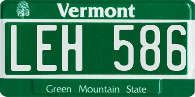 VT license plate LEH586