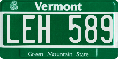VT license plate LEH589