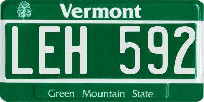 VT license plate LEH592