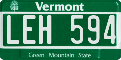 VT license plate LEH594