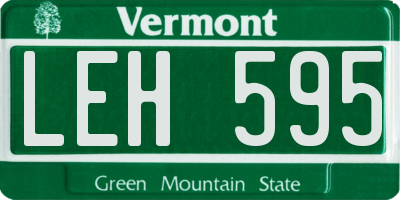 VT license plate LEH595